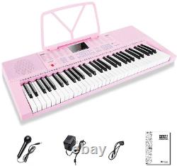 Vangoa VGK610 Piano Keyboard, 61 Mini Keys Portable Music 61 Keys, pink