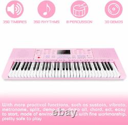 Vangoa VGK610 Piano Keyboard, 61 Mini Keys Portable Music 61 Keys, pink