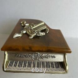 Vtg. Grand Piano Music Box Thorens Swiss Gold Glit Piano With Keyboard Bakelite