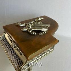 Vtg. Grand Piano Music Box Thorens Swiss Gold Glit Piano With Keyboard Bakelite