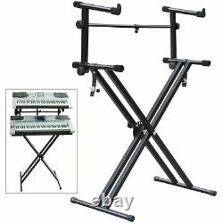 X Style Pro Dual Music Keyboard Stand Electronic Piano Double 2-Tier Adjustable
