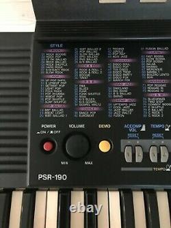 Yamaha PSR-190 61-Key Piano Keyboard with Music Rest, Power Cord & Book