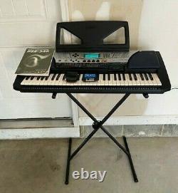 Yamaha PSR-340 Music Keyboard Piano Synthesizer + Stand + Foot Pedal + Manual