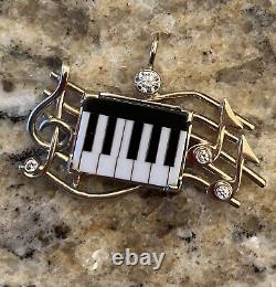 14 K Pendentif Piano Clavier Diamants Notes Musicales Onyx Ivoire Custom Pas Scrap