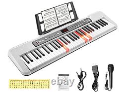 24hocl 61 Keys Keyboard Piano Lighted Keys Pour Débutants Adultes Adolescents Journée Des Enfants