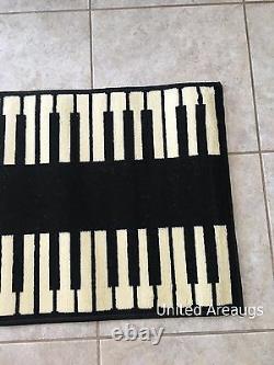 2x8 Runner Rug Modern Piano Design Keyboard Music Time Size 2'x7'2 Nouveau