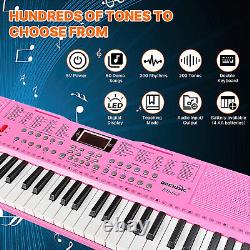 61 Clavier de piano numérique lumineux avec écouteurs et microphone, support de clavier