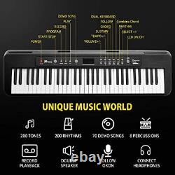 61 Clés Piano Keyboard Lighted Keys, Clés Full-size Clavier Piano Pour