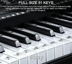 61 clés Clavier électronique portable avec touches pleine grandeur éclairées, écran LCD, casque
