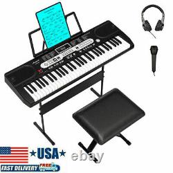 61-key Portable Digital Music Piano Clavier Électronique Microphone Casque