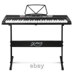 Alpha 61 Keys Electronique Piano Clavier Led Électrique Avec Holder Music Stand Usb Po