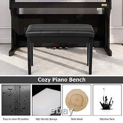 Banc De Piano Goflame Avec Coussin Rembourré Et Rangement De Musique, Confortable Double
