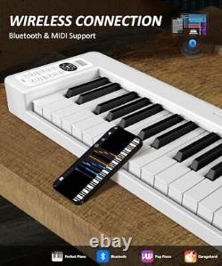 Clavier 61 touches, Piano pliable, Piano portable à touches semi-lestées, noir profond