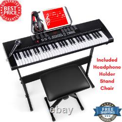 Clavier Piano Avec 61 Clés / Led / Microphone Inclus, Support, Chaise Et Support