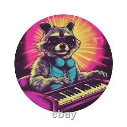 Clavier Piano Raccoon 60 Round Rug, Musique Animal Graphisme