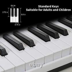 Clavier Piano à Touches Lumineuses pour Débutants Adultes Adolescents Enfants, Touches Lumineuses-Blanc