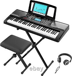 Clavier Rif6 Electric 61 Key Piano Avec Casque Over Ear, Music Stand, Dig
