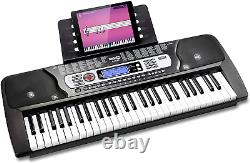Clavier de piano 54 touches avec alimentation électrique, pupitre à partitions, autocollants de notes de piano