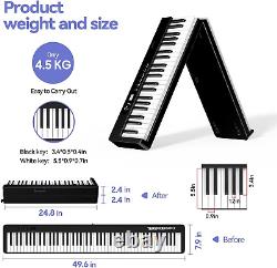 Clavier de piano 88 touches, clavier de piano pliable semi-lesté avec support MIDI