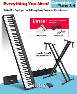 Clavier de piano 88 touches semi-lestées compact et portable, ensemble de piano numérique pour Beig