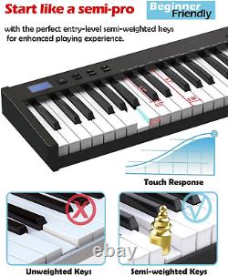 Clavier de piano 88 touches semi-lestées compact et portable, ensemble de piano numérique pour Beig