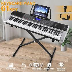 Clavier de piano MUSTAR 61 touches, piano électrique MEK-300 avec support, son complet