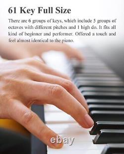 Clavier de piano numérique Eastar 61 touches avec support en bois, 500 sons, 300 rythmes, 40 démos