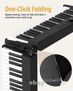 Clavier de piano pliable 88 touches de taille réelle semi-lestées en noir