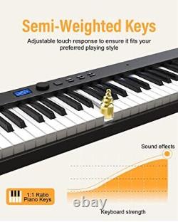 Clavier de piano pliable 88 touches de taille standard semi-lesté pliable