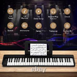 Clavier de piano pliable à 61 touches avec touches de taille réelle et pupitre de musique - Noir