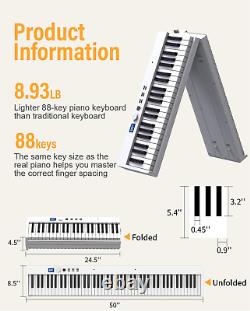 Clavier de piano pliant, 88 touches de taille normale semi-pondérées, clavier de piano pliable.