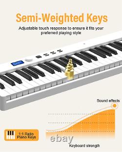 Clavier de piano pliant, 88 touches de taille normale semi-pondérées, clavier de piano pliable.