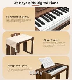 Clavier de piano pour enfants, clavier de 37 touches, piano numérique pour enfants, brun foncé de musique