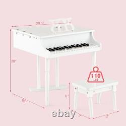 Clavier de piano pour enfants de 30 touches avec banc, couvercle de piano et porte-partitions - couleur blanche