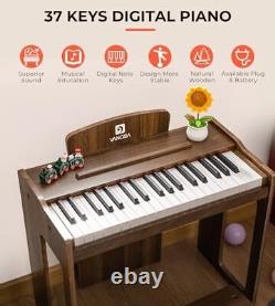 Clavier de piano pour enfants, piano numérique à 37 touches pour enfants, couleur brun foncé.