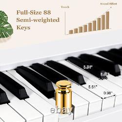 Clavier électrique pliable Sonart 88 touches semi-lestées de taille complète MIDI blanc