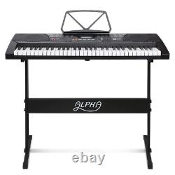 Clavier électronique à 61 touches avec éclairage LED, écran LCD, support et pupitre de musique