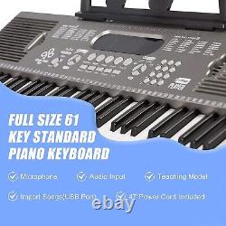 Clavier électronique avec support, piano numérique portable à 61 touches intégré.
