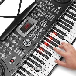 Clavier électronique portable avec 61 touches, piano numérique avec touches éclairées, micro