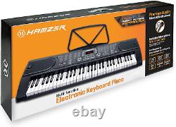 Clavier électronique portable avec 61 touches, piano numérique avec touches éclairées, micro