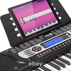 Clavier piano 54 touches avec alimentation, support de partitions, autocollants de notes de piano