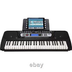 Clavier piano à 54 touches avec alimentation électrique, support à partitions, autocollants pour notes de piano