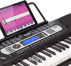 Clavier piano à 54 touches avec alimentation électrique, support pour partitions, autocollants de notes de piano