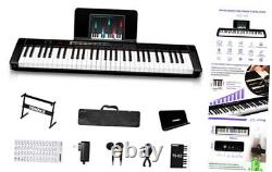 Clavier piano avec 61 touches semi-lestées, écran LCD et batterie 1800mAh, noir