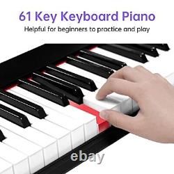 Clavier piano avec 61 touches semi-lestées et support de batterie 1800mAh MIDI USB