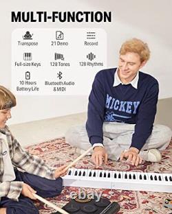 Clavier piano pliable Bluetooth de 61 touches pour débutants, portable avec musique