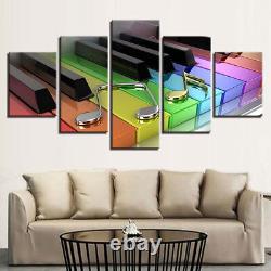 Colorful 3d Piano Clavier Instrument De Musique 5 Panneau Toile Impression Mural Art