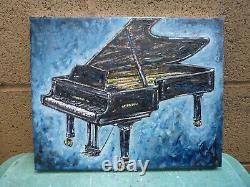 Concert Grand Piano Clavier Nouvelle Peinture Originale 8x10 Toile Signée Crowell Us