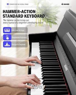 Donner Piano Numérique DDP-90 88 Touches, Action Marteau, Couvre-Clavier avec Support et Pédale