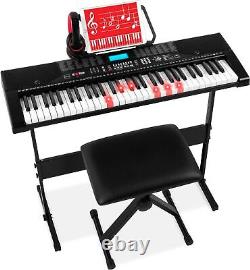 Ensemble de piano électronique complet pour débutants avec 61 touches, touches rétroéclairées et écran LCD